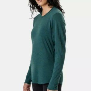 Seg'ments Women Luxury Merino Wool Long Sleeve Shirt Base Machine Washable Teal